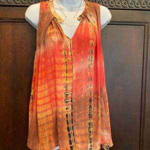 Tie-dyed sleeveless tunic